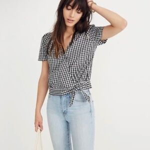 Madewell Gingham Wrap Top